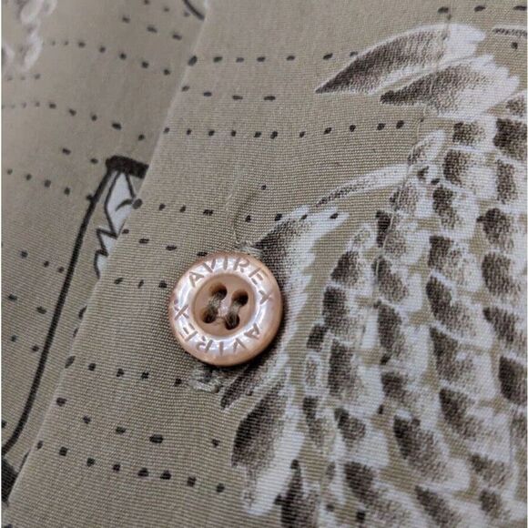 Avirex Long Sleeve Lobster‎ All Over Print Button Up Shirt XL Green - Picture 4 of 7